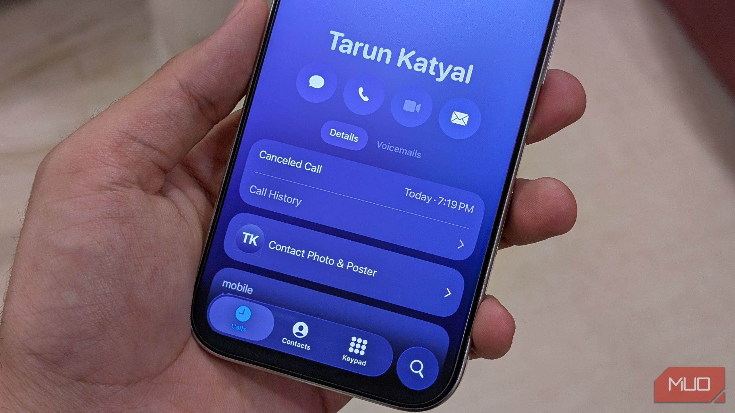Call History of a particular contact feature in iOS 26