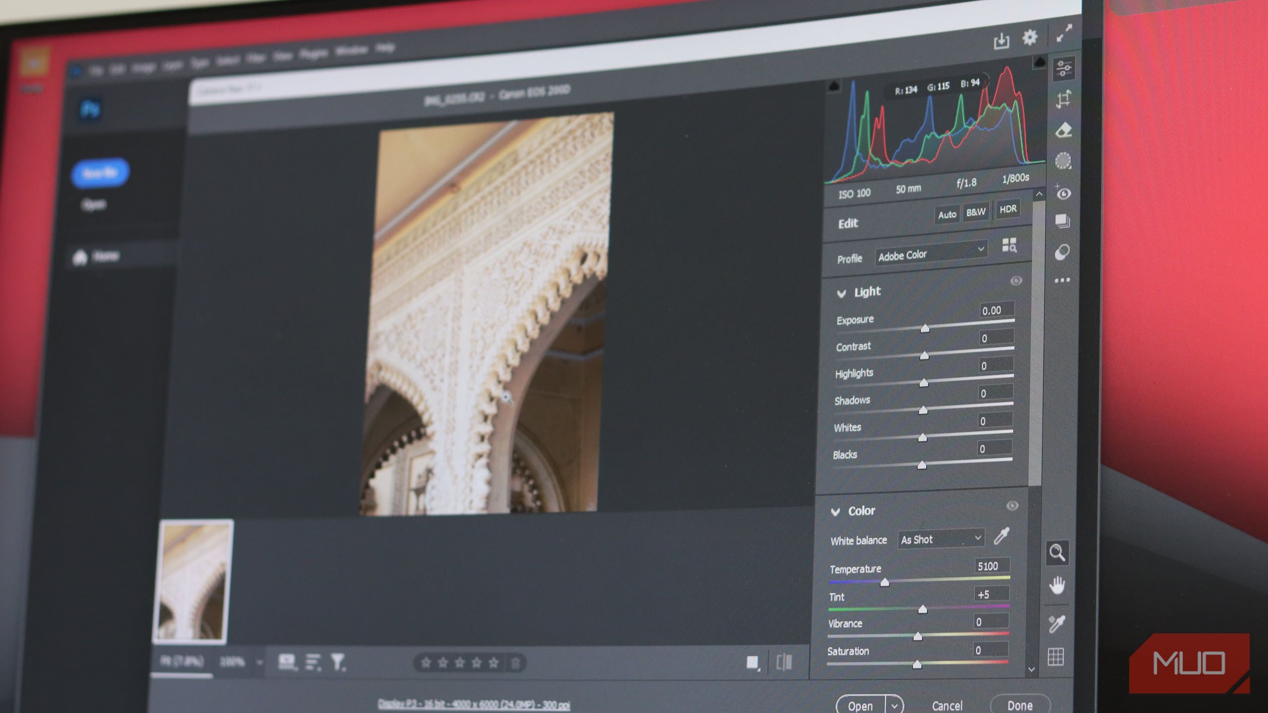 Adobe Camera Raw settings in Photoshop
