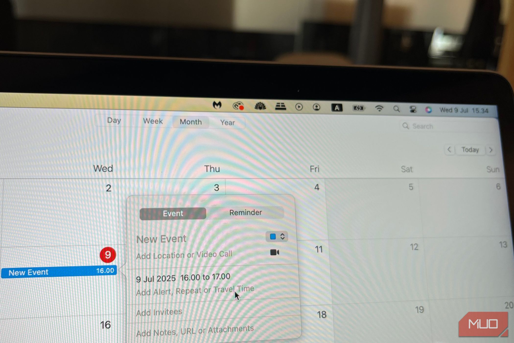 Creating an event in the Apple Calendar app