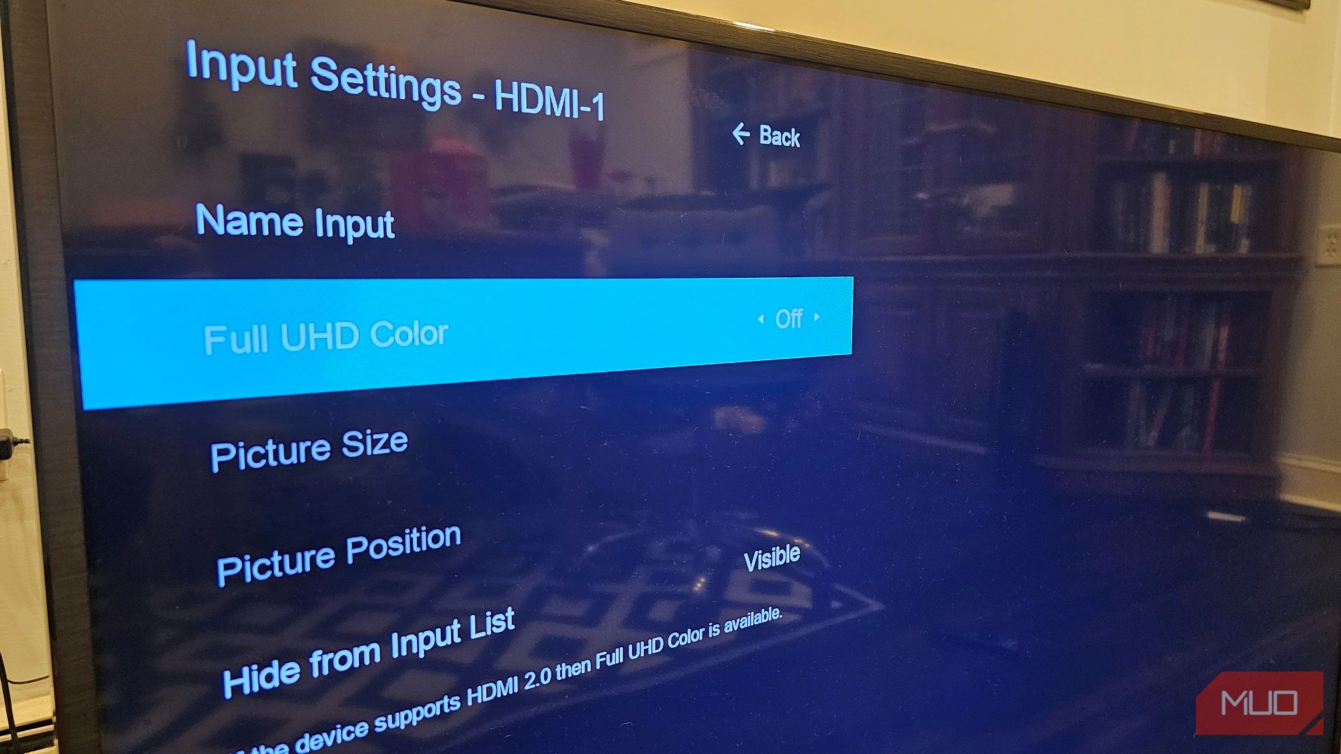 Enabling Full UHD Color HDR in the Input Settings of a Vizio smart TV