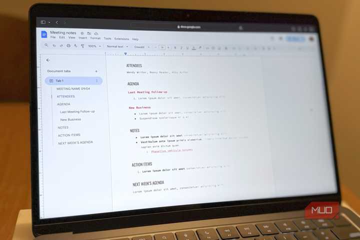 Google Docs on a MacBook