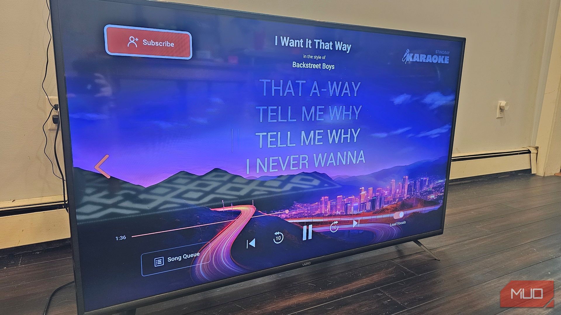 Singing to I Want It That Way by Backstreet Boys on the Stingray Karaoke app