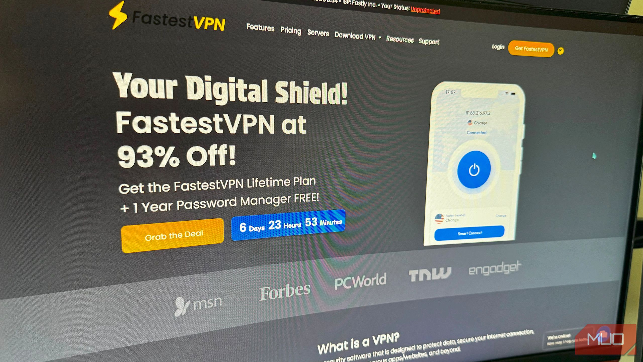 Lifetime VPN plan website shown on monitor