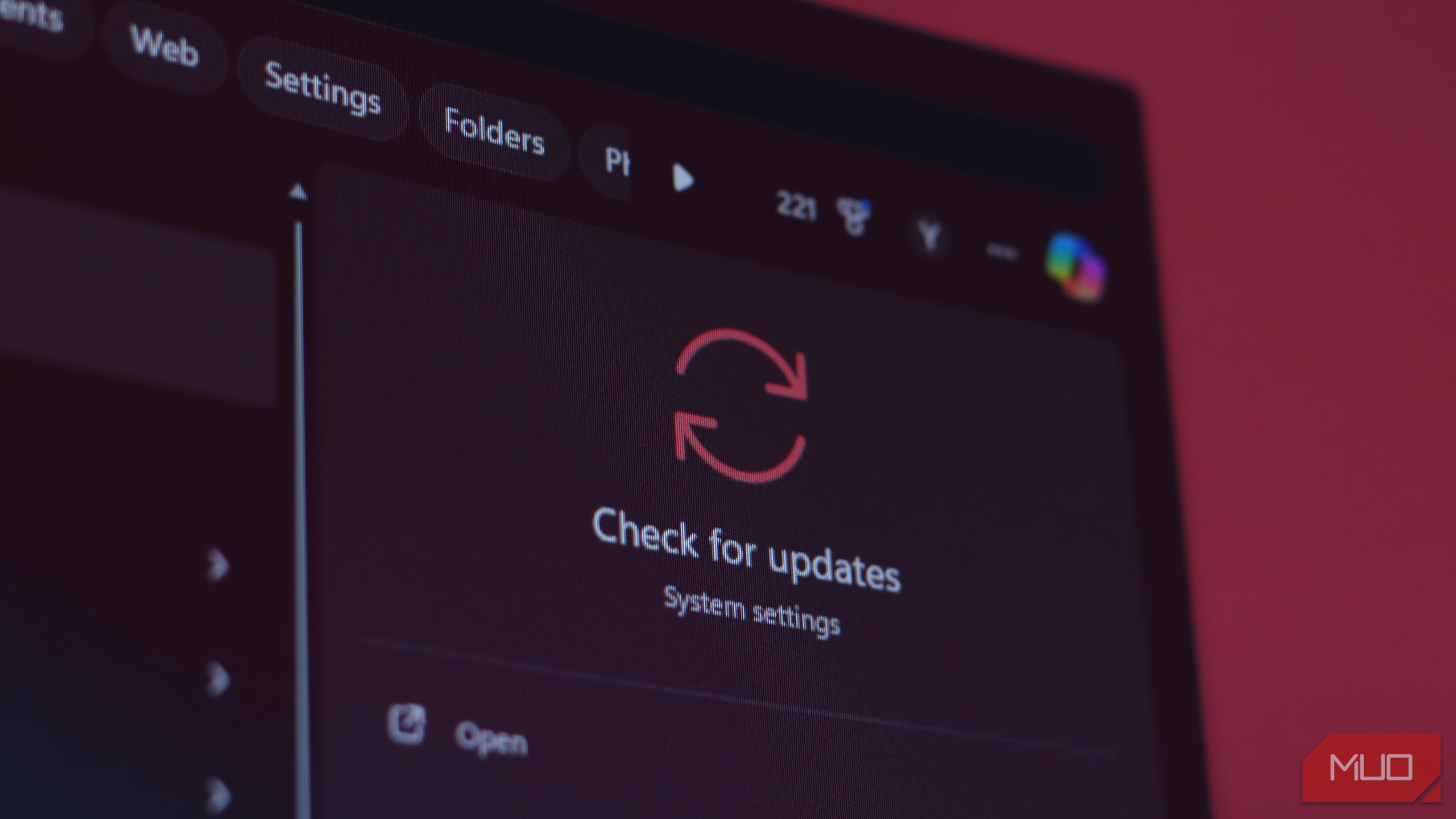 Windows Update in the search menu