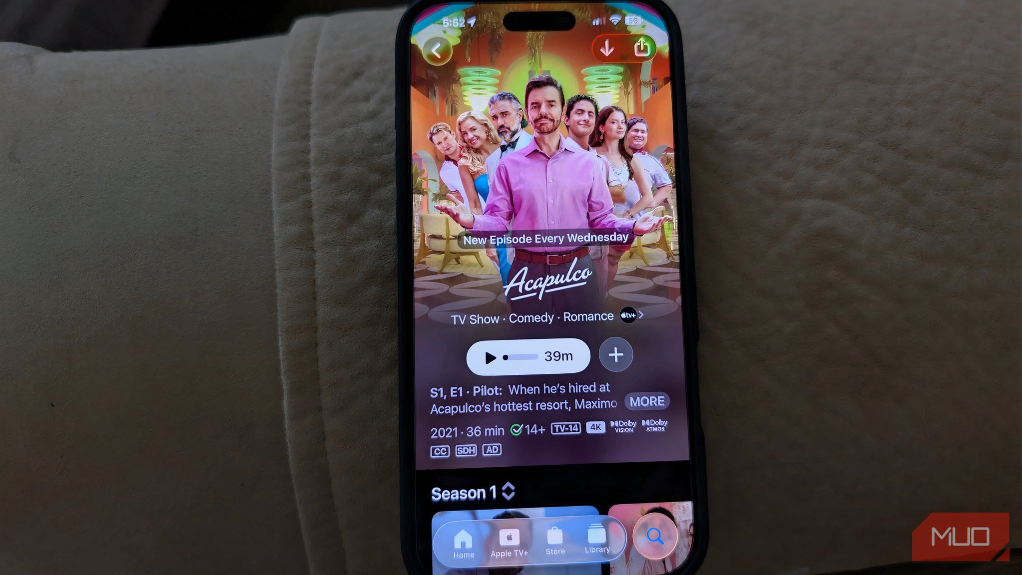 The series Acapulco as shown on Apple TV+ on an iPhone