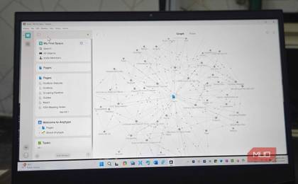 Anytype markdown note-taking app on a laptop screen