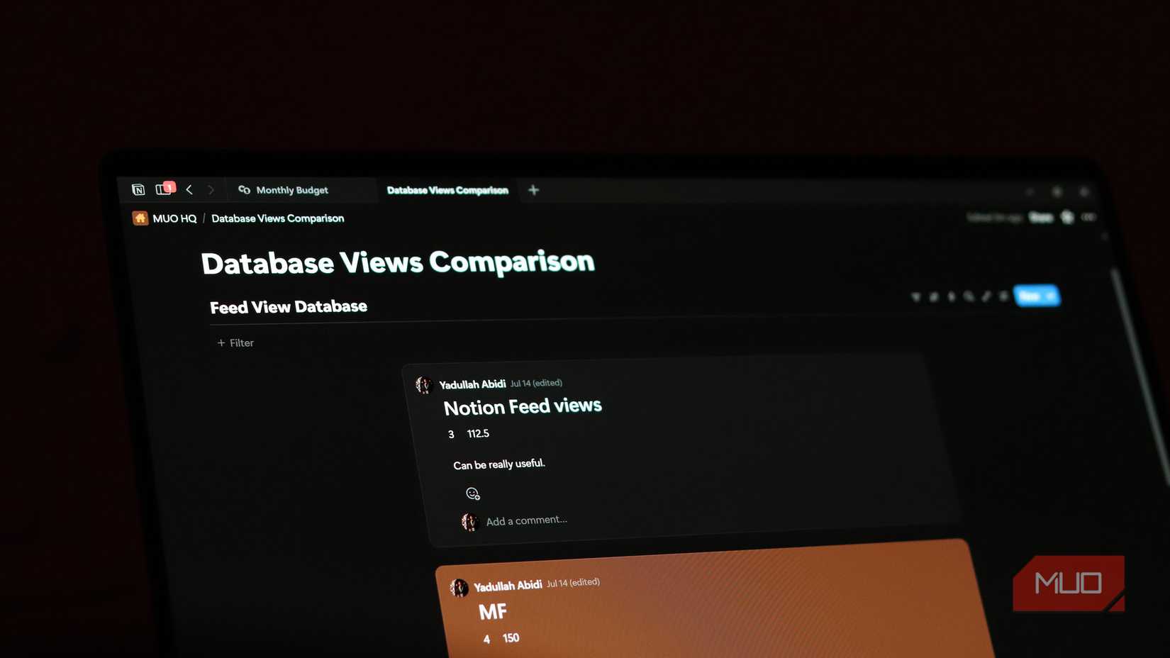 Notion database in feed view
