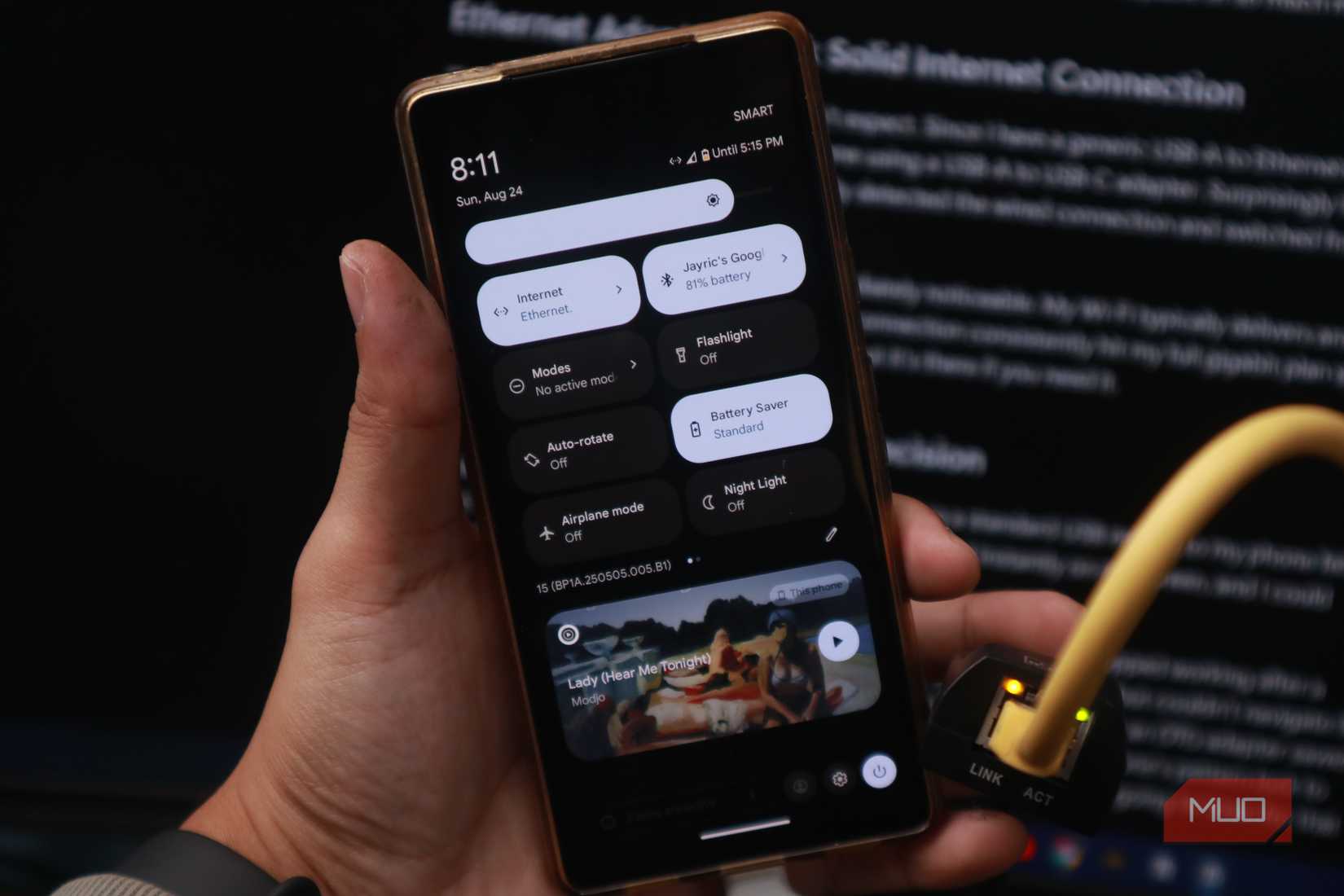Smartphone using ethernet cable through USB-C