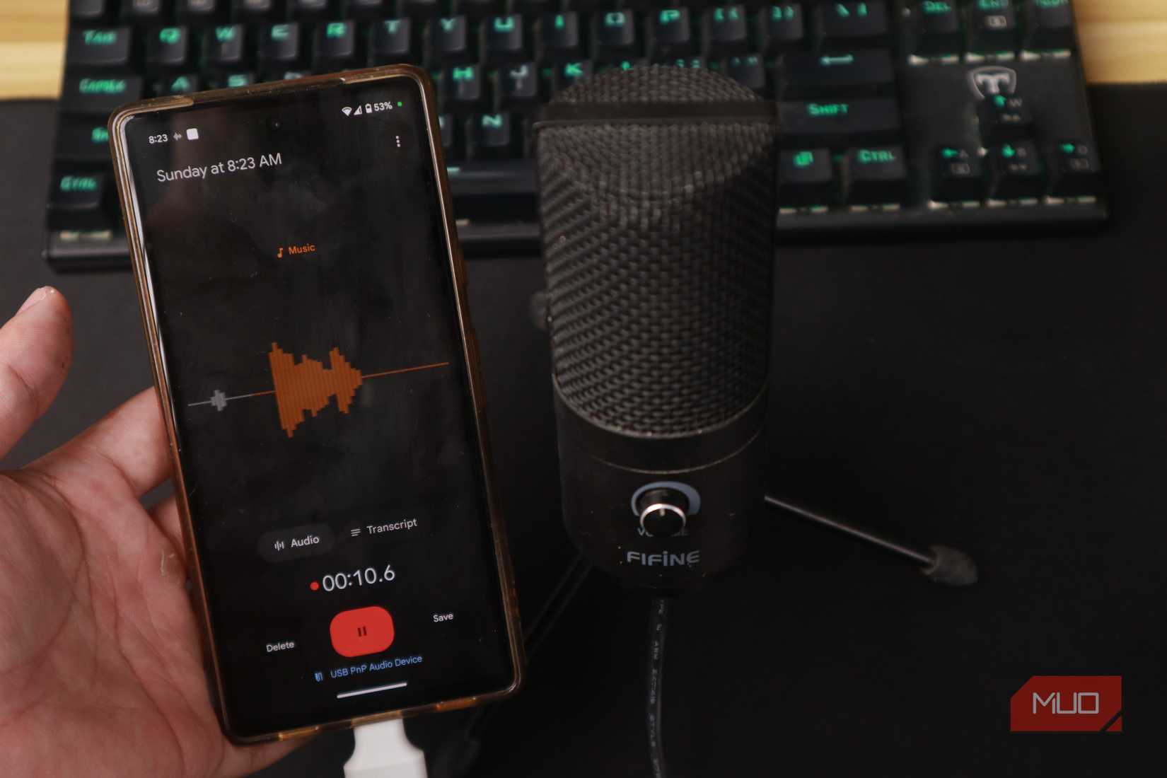 Smartphone audio recording with USB microphone
