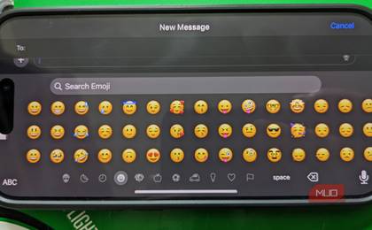 iPhone in Landscape View Showing List of Emojis