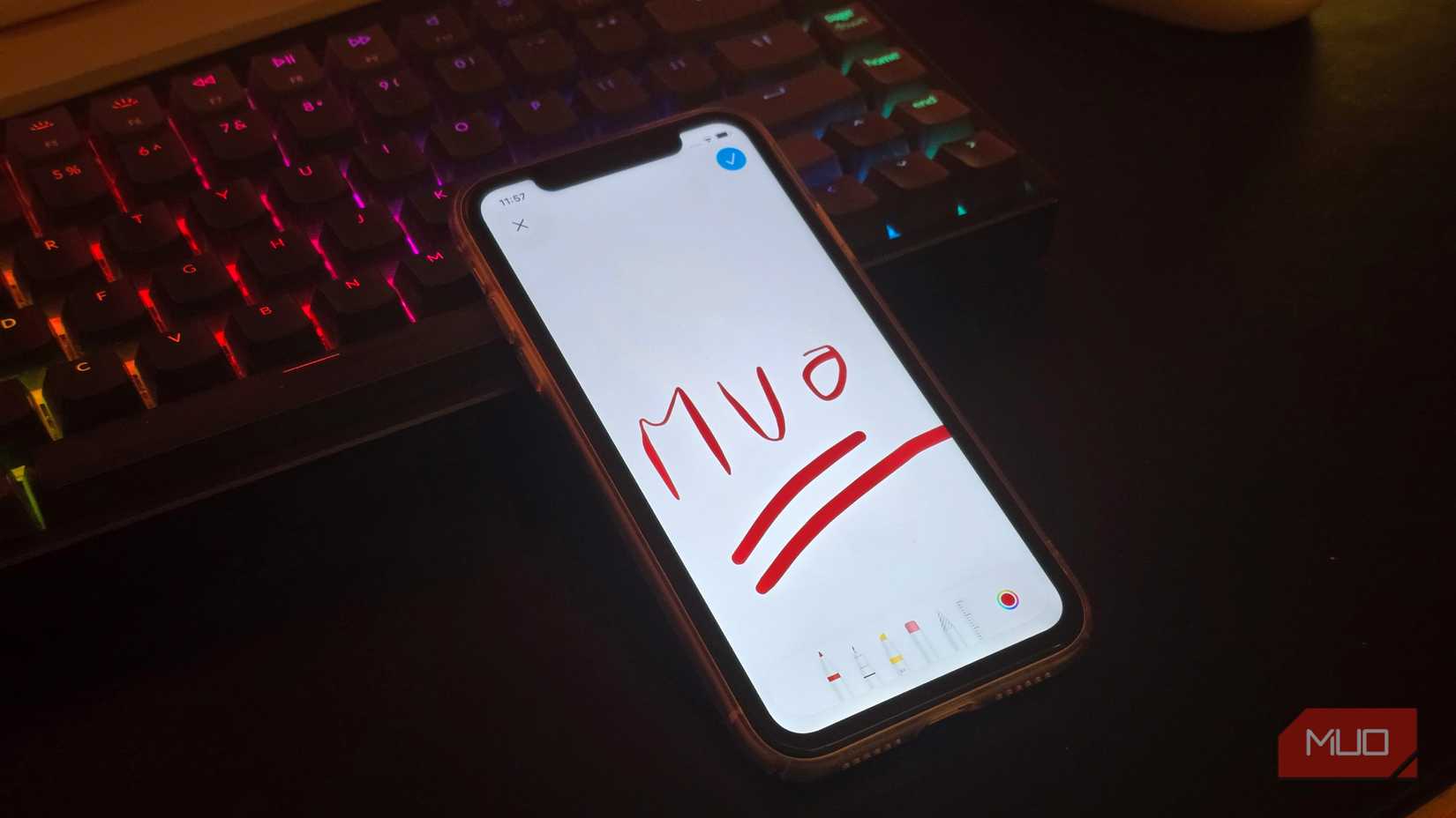 iPhone sketch menu open