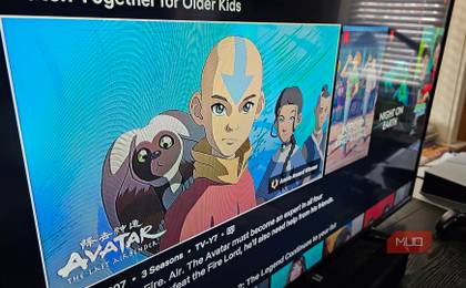 The Netflix app opened to the main menu, featuring Avatar The Last Airbender and K-Pop Demon Hunters-1