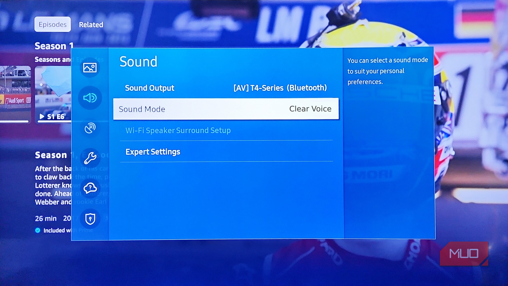 Voice enhancement soundbar settings.