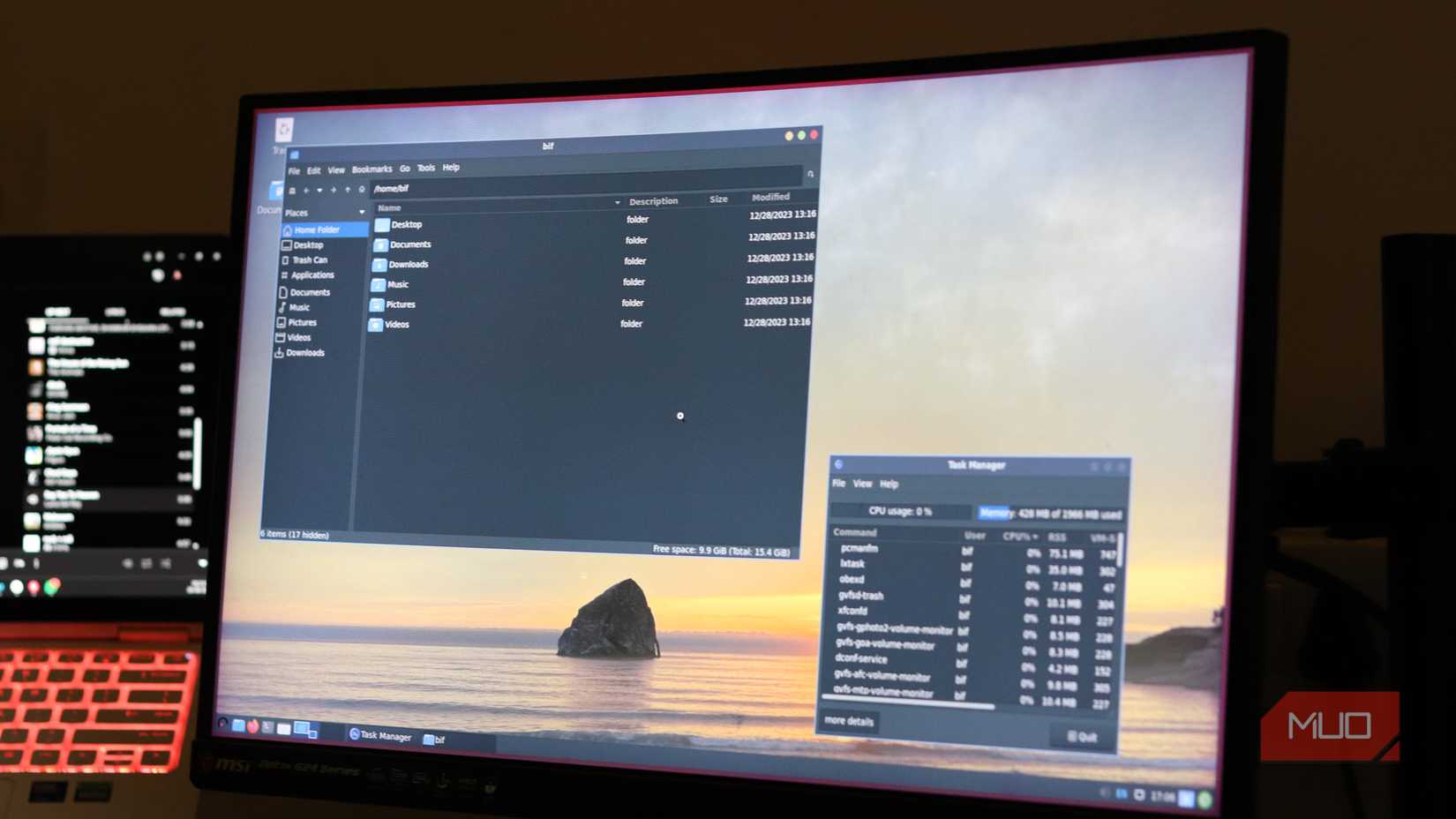 WattOS running on a monitor