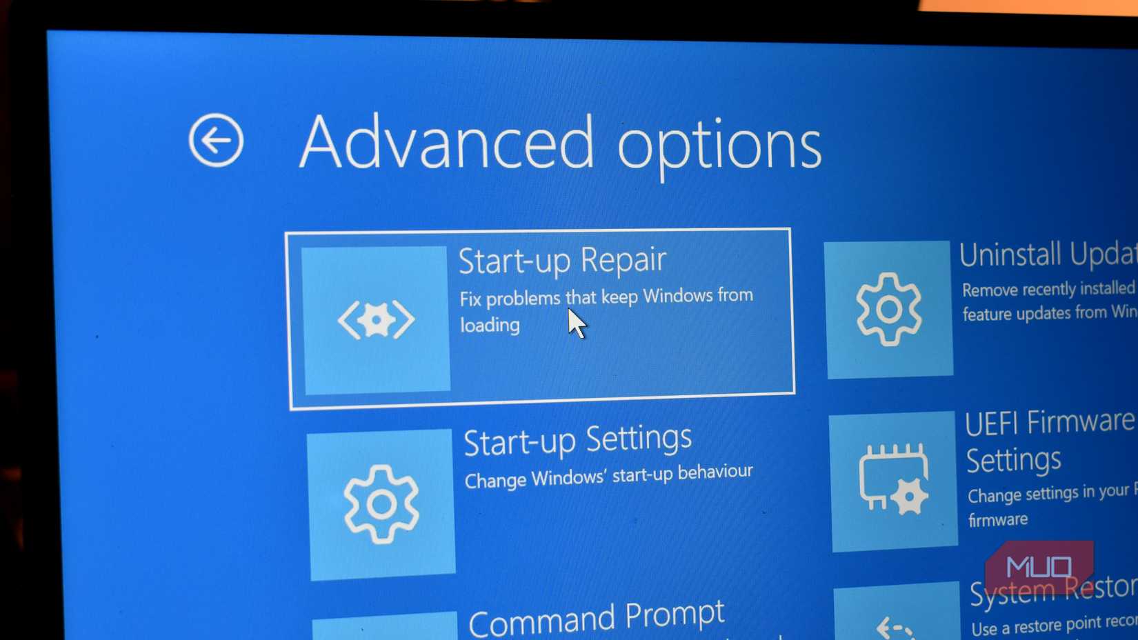 windows recovery advanced options start up repair.