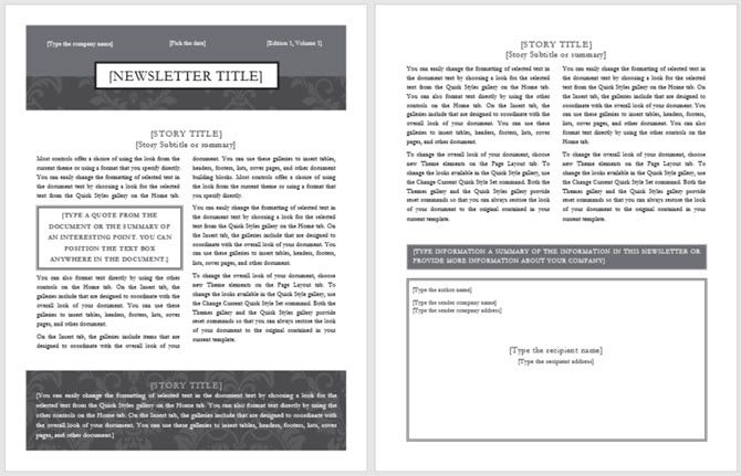 BlackTieNewsletterTemplate Office - 13 modelli di newsletter gratuiti che puoi stampare o inviare tramite posta elettronica come PDF