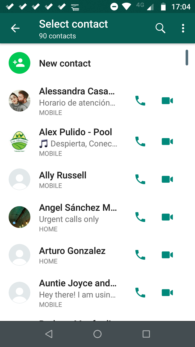 whatsapp call contacts