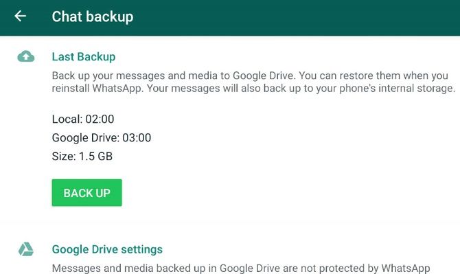WhatsApp Backup Settings Screenshot - WhatsApp è sicuro? 5 minacce alla sicurezza che gli utenti devono conoscere