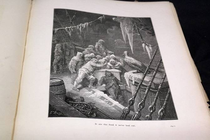 Samuel Taylor Coleridgen litografiakuvitus laiva