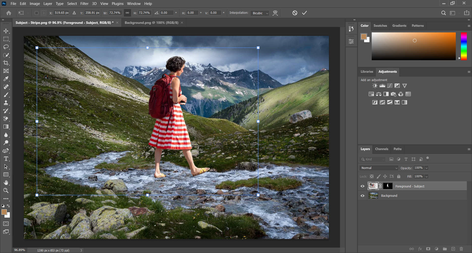 04 Adding Background to Image - Come aggiungere qualcuno alle immagini utilizzando Photoshop