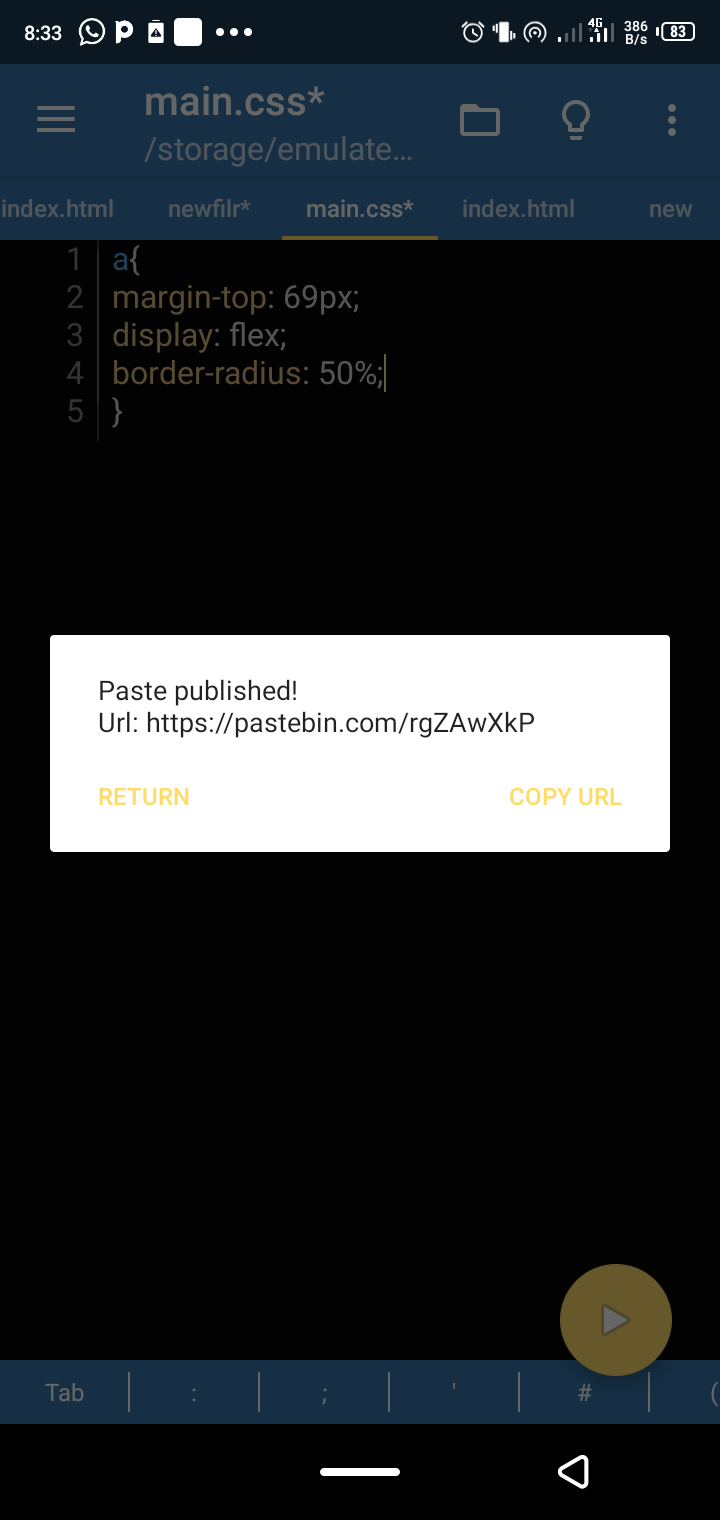 Copy the Pastebin link