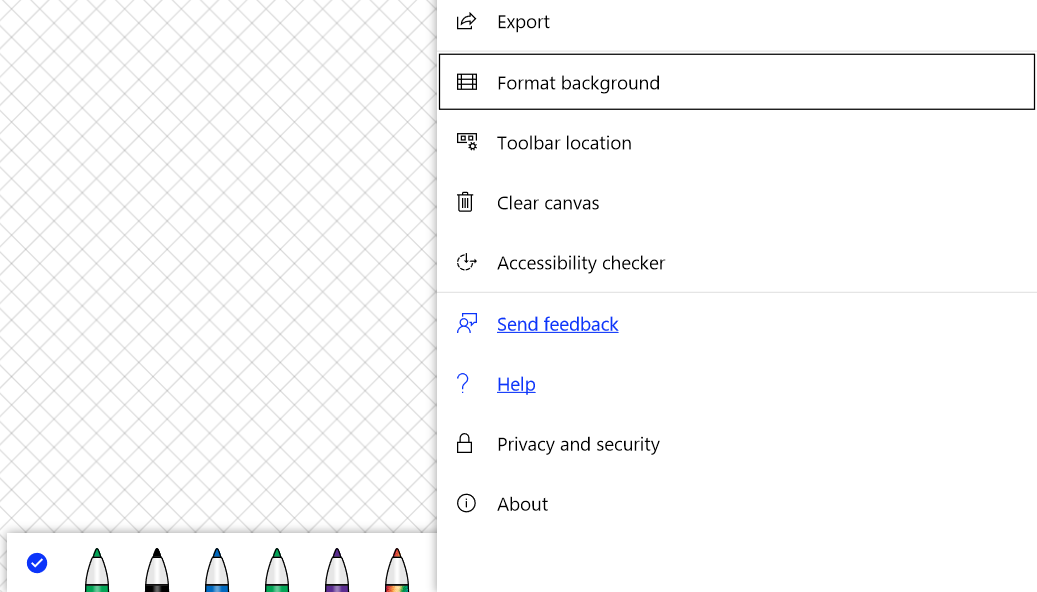 Format background option on Microsoft Whiteboard - 5 suggerimenti e trucchi per la lavagna Microsoft da provare oggi