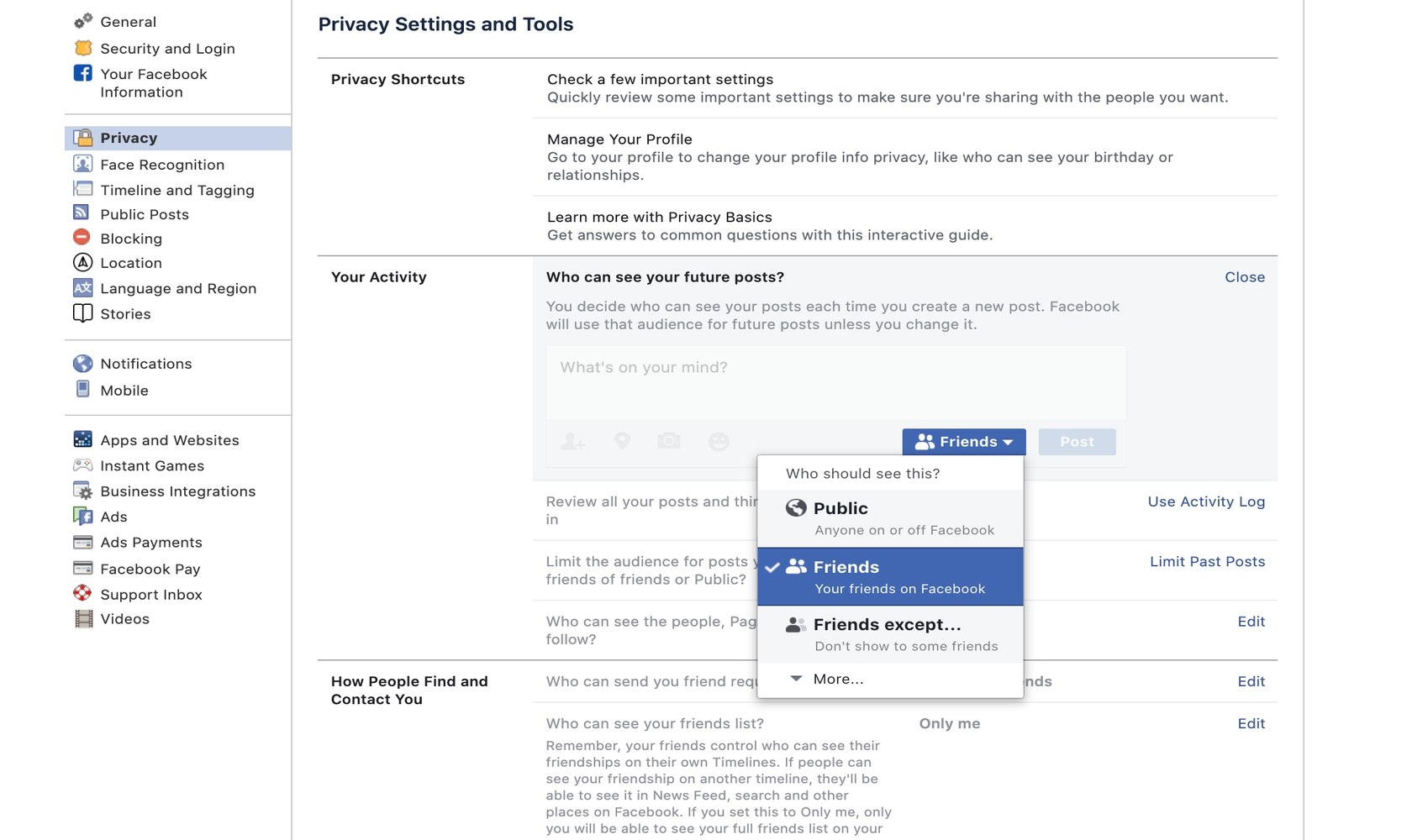Screenshot Facebook Privacy Future Posts - Come mantenere il tuo profilo Facebook anonimo veramente anonimo