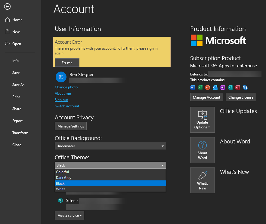 So aktivieren Sie den Dunkelmodus in Microsoft Office - Office Dark Mode Options