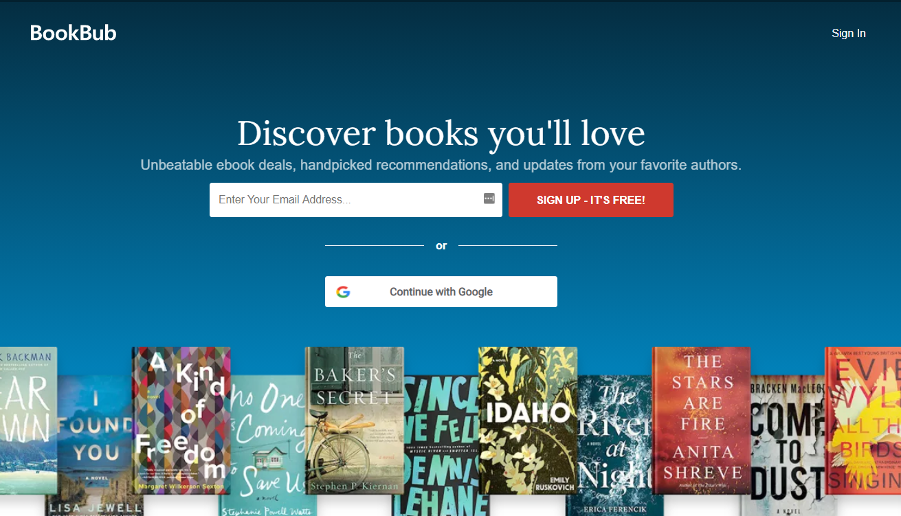 bookbub - Dove acquistare ebook: 10 negozi di ebook online che vale la pena usare