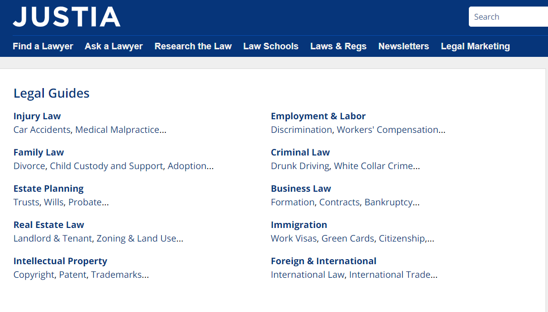 justia - I 10 migliori siti web per studenti di giurisprudenza