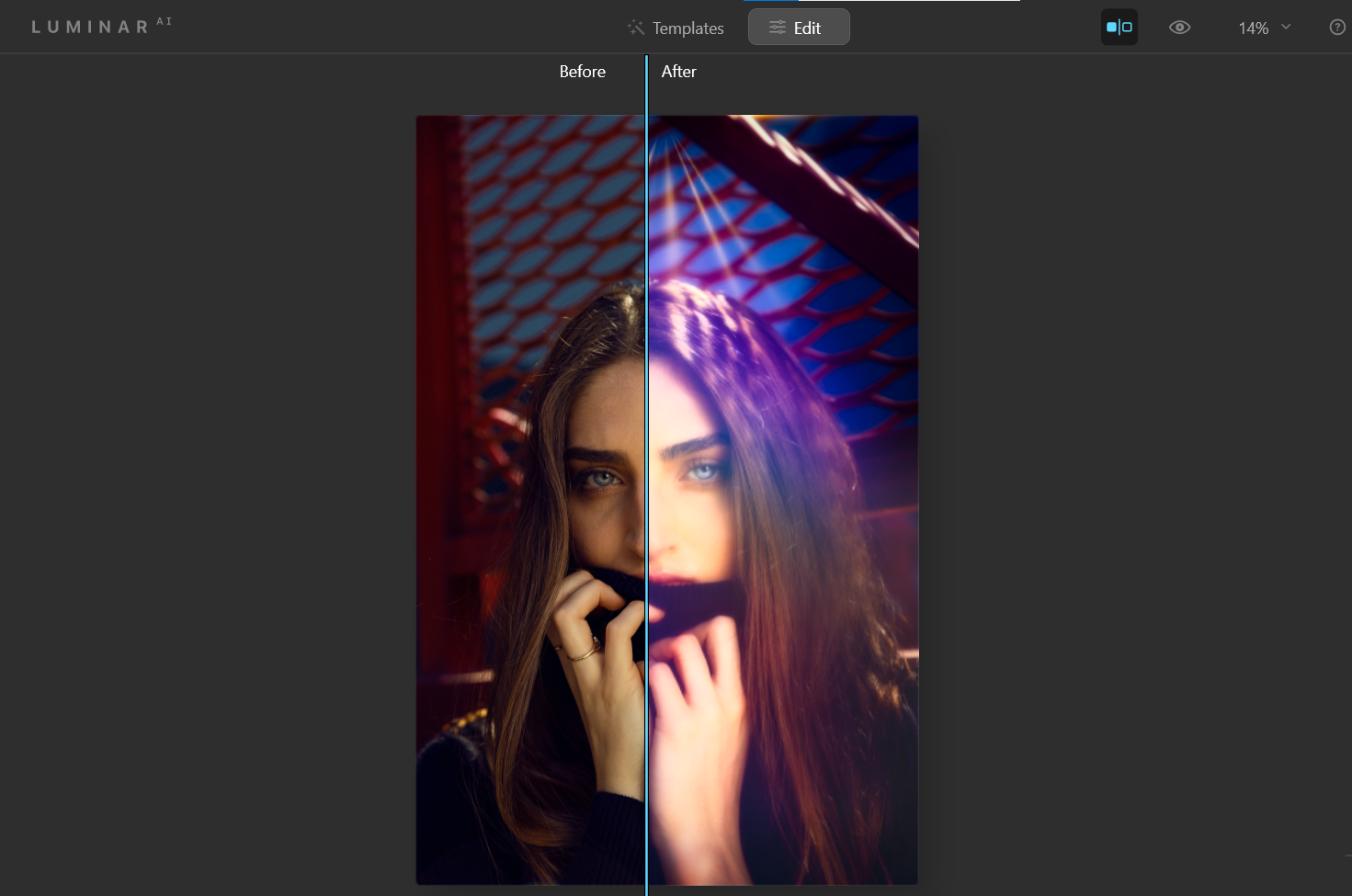Before and after Luminar tutorial - Come utilizzare Luminar AI con Photoshop per ritratti migliori