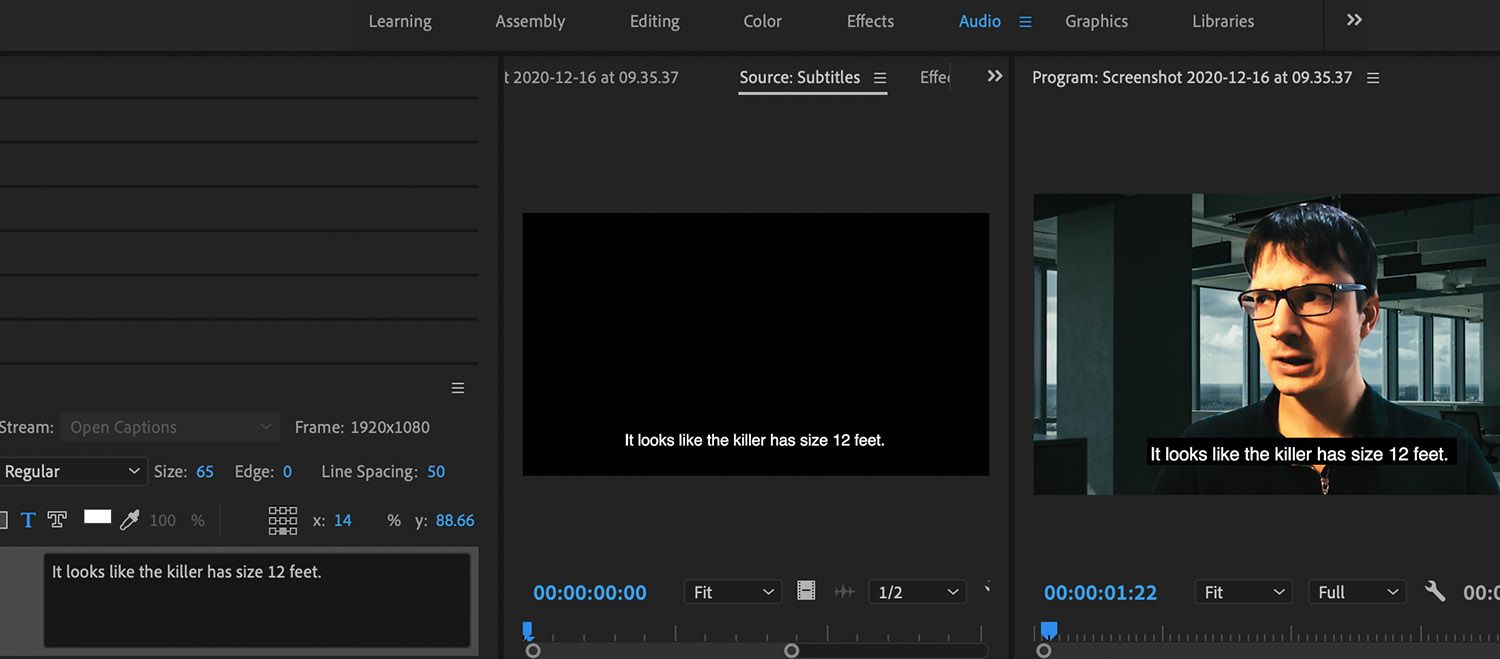Captions SizeChange - Come creare sottotitoli dinamici in Premiere Pro con lo strumento Sottotitoli