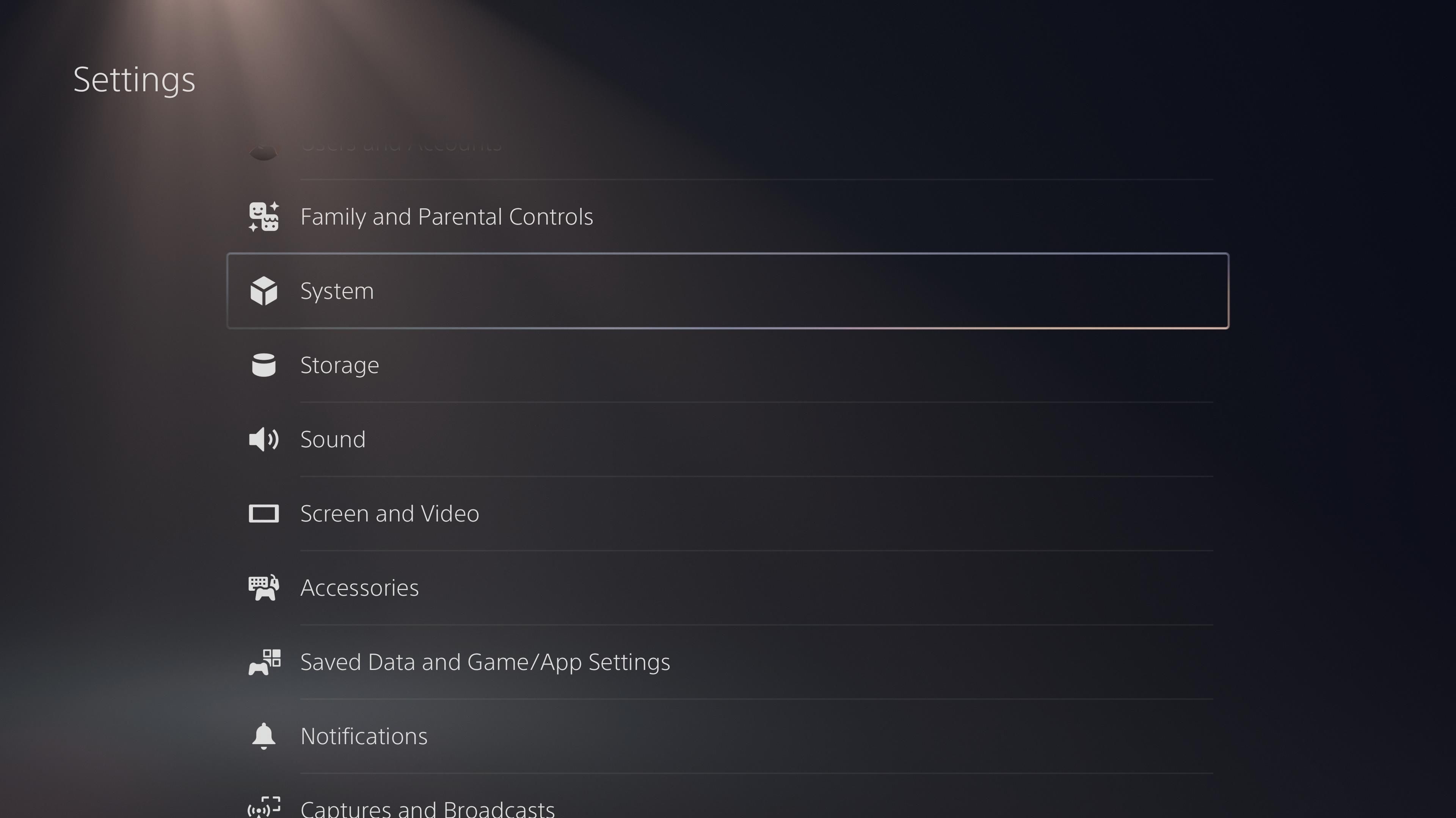 PS5 System Options Menu - Come aggiornare la tua PlayStation 5