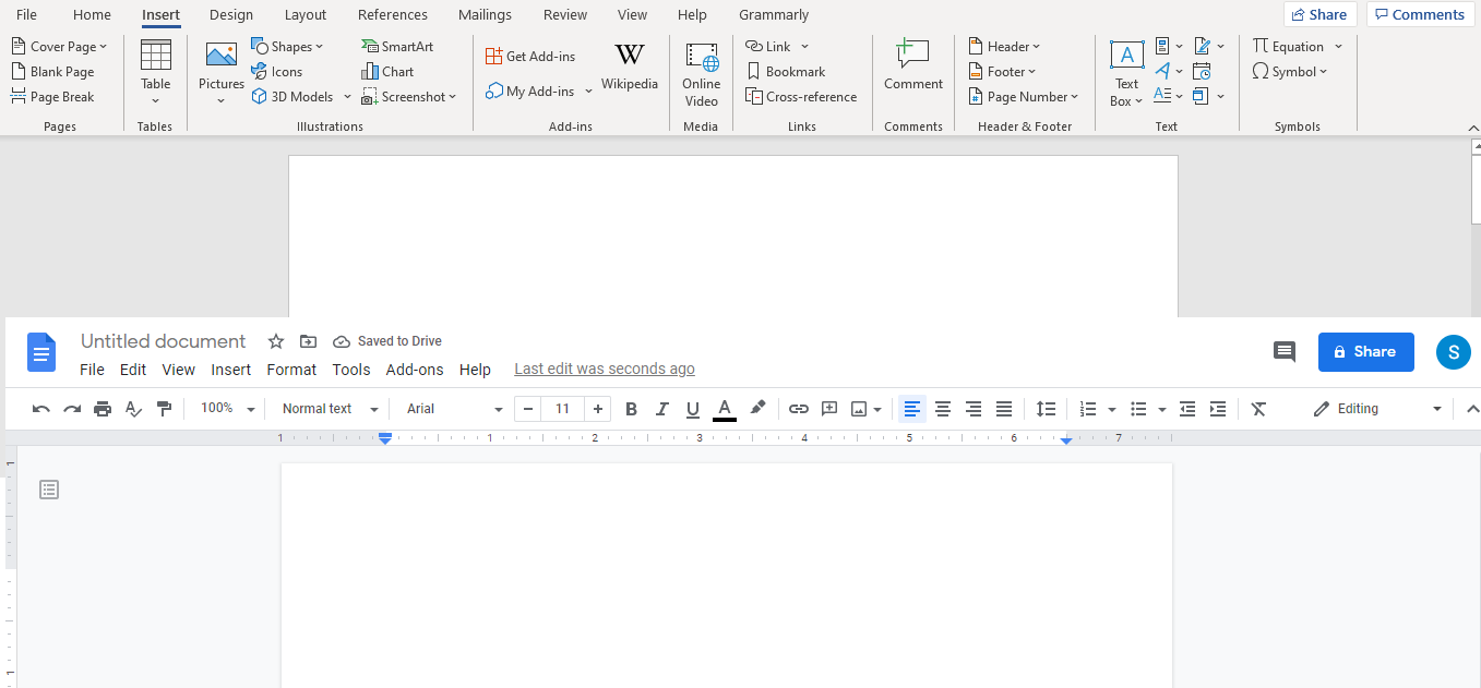 Screenshot MS Word Ribbon vs Google Docs Toolbar - 7 attività che devi imparare di nuovo quando passi da Word a Google Docs