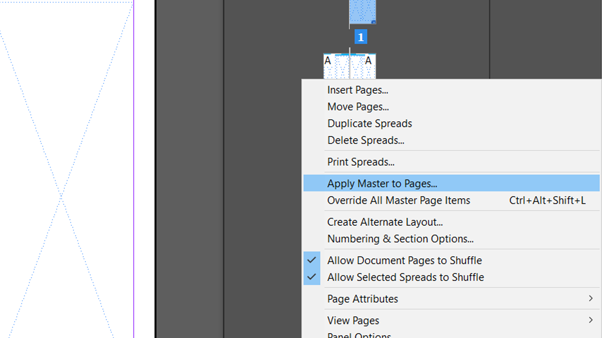 apply master right click menu - Come utilizzare le pagine master di Adobe InDesign per semplificare il flusso di lavoro
