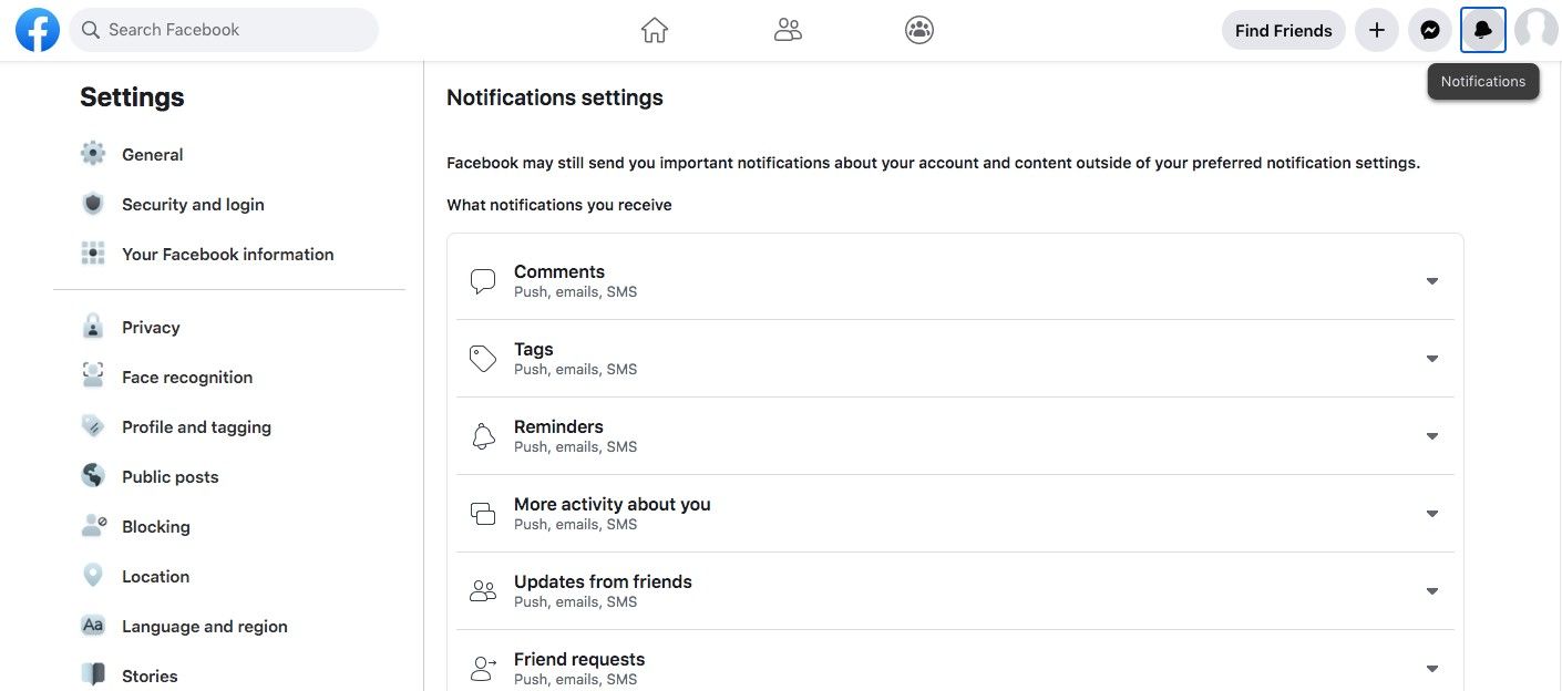 facebook notification settings - Come ottimizzare il tuo account Facebook per una migliore salute mentale