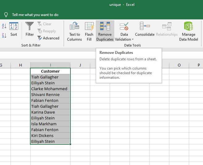 remove duplicates in - Come contare i valori univoci in Excel