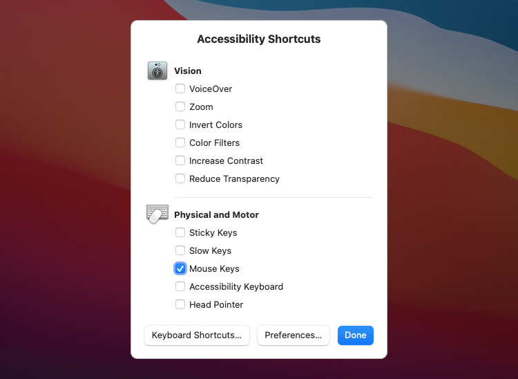 1 accessibility shortcuts - Il mouse non funziona sul tuo Mac? 10 suggerimenti per risolverlo