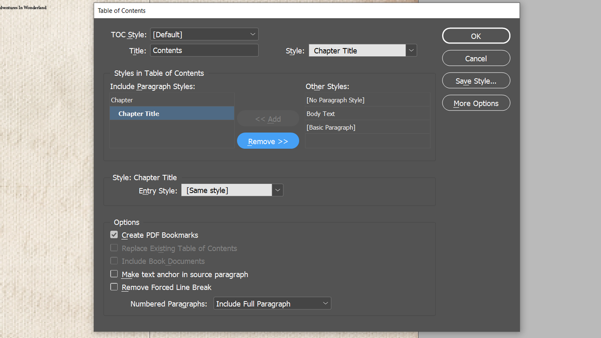 InDesign contents page add paragraph styles - Come creare un sommario in InDesign