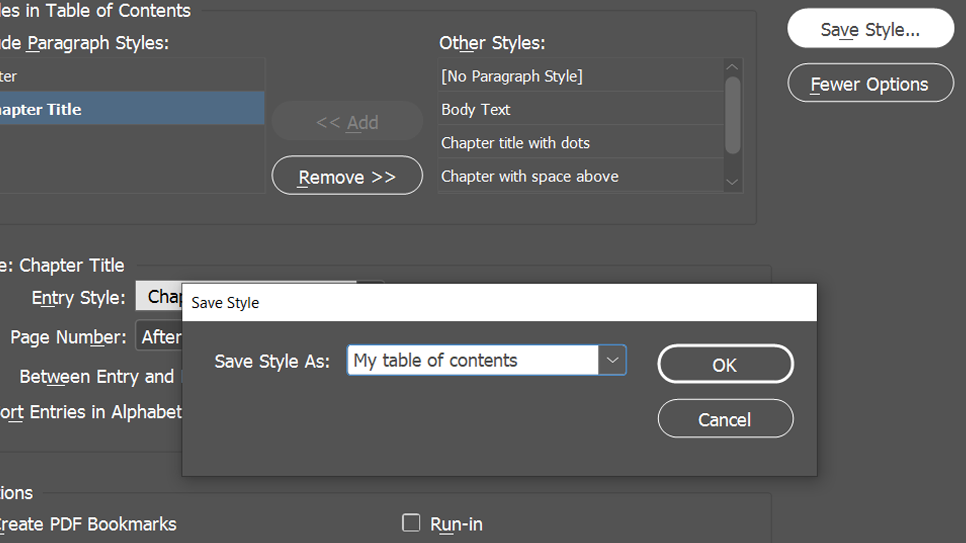 InDesign save contents style - Come creare un sommario in InDesign