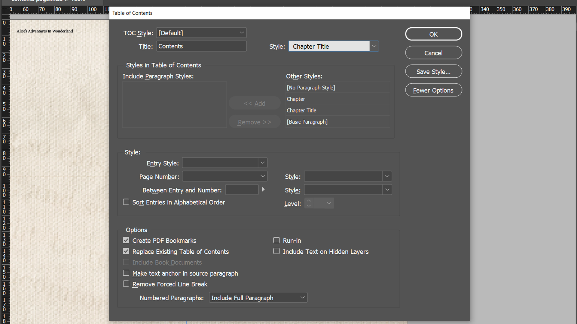 InDesign table of contents panel - Come creare un sommario in InDesign
