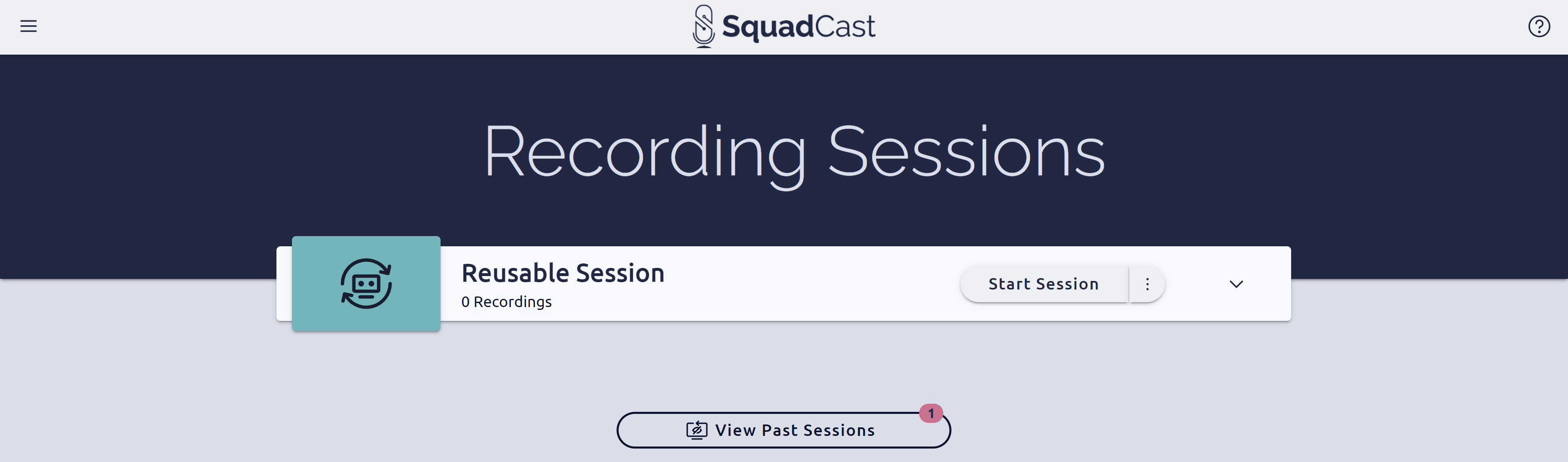 Squadcast Recording Sessions Main Page - Come registrare in remoto un podcast con SquadCast: una guida per principianti