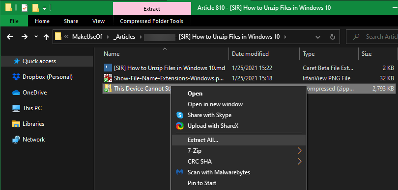 Windows Extract All ZIP - Come decomprimere i file in Windows 10