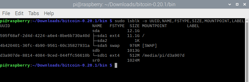 command line - Esegui il tuo nodo completo Bitcoin con solo un Raspberry Pi!
