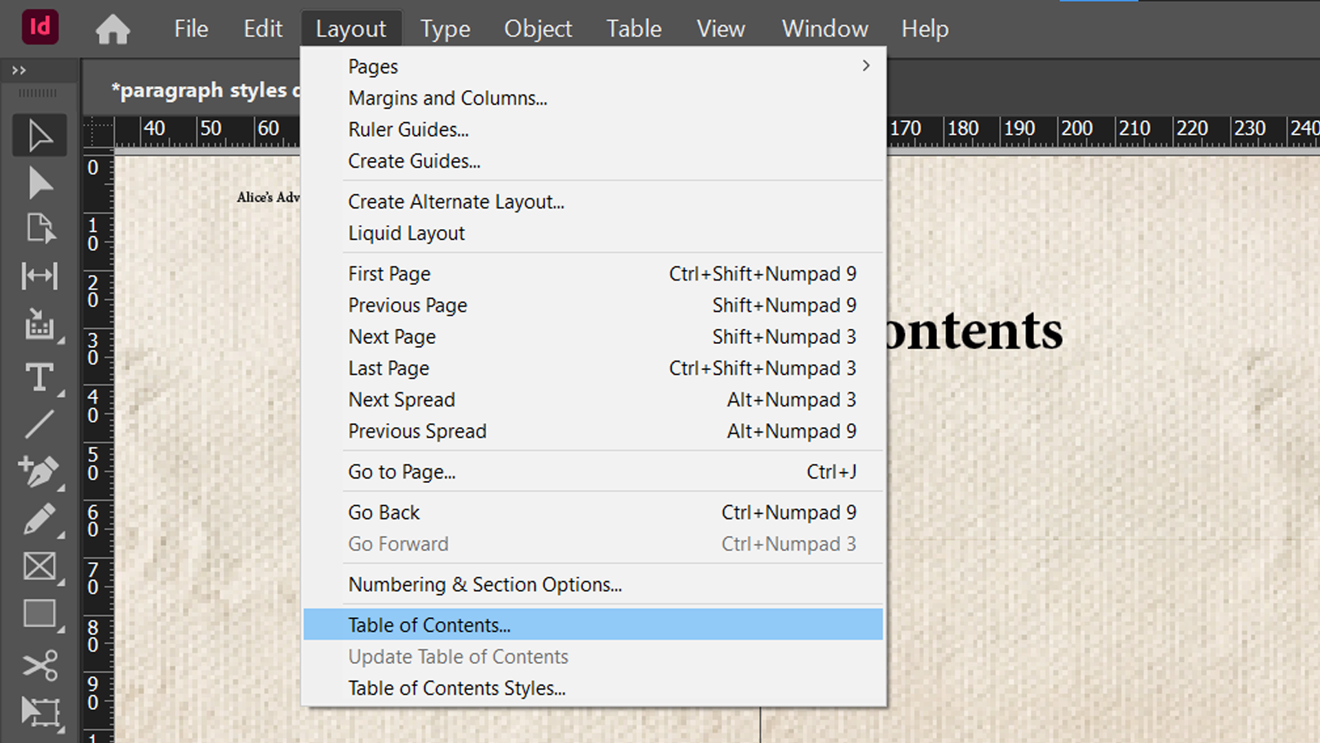indesign contents page add table of contents - Come creare un sommario in InDesign