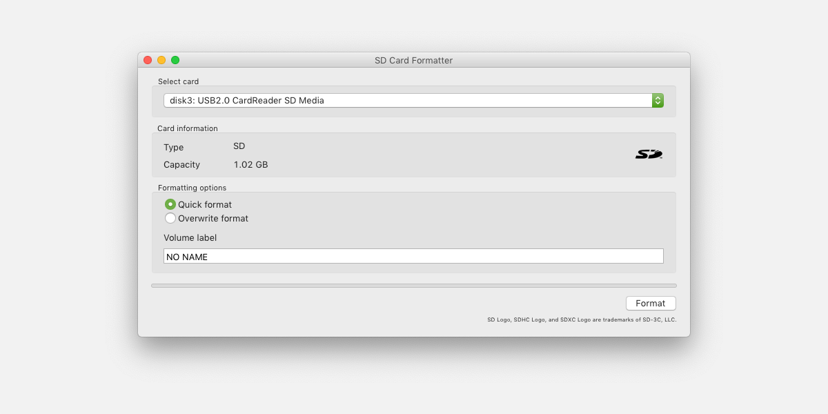 sd card formatter main - Come formattare una scheda SD sul tuo Mac