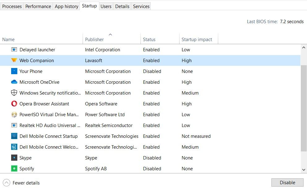 startup tab task manager - Come eseguire un avvio pulito in Windows 10