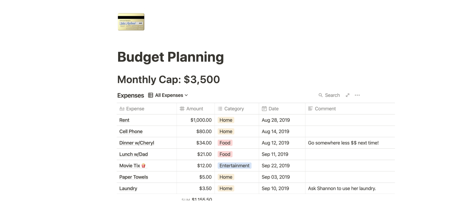 Budget planning Notion template 1 - Come puoi usare la nozione? 8 modelli eccellenti per ispirarti