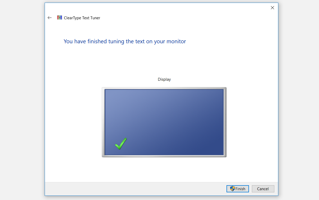 Clicking finish to tune the text on the monitor - 6 modi per correggere le app che appaiono sfocate in Windows 10