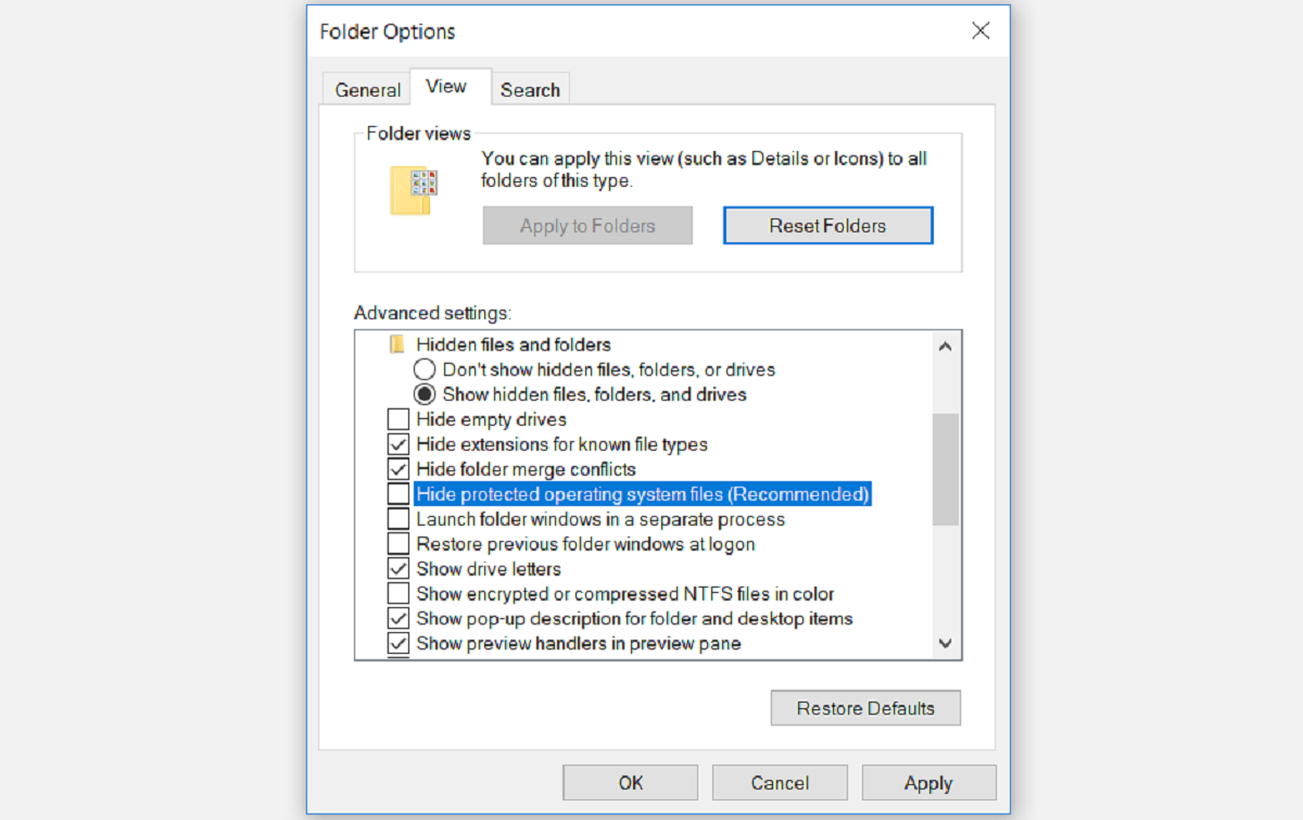 Displaying hidden files - 5 modi per riparare il cestino di Windows quando non mostra i file eliminati